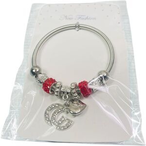 Fashion Silver and Red GG Stretch Charm Bracelet